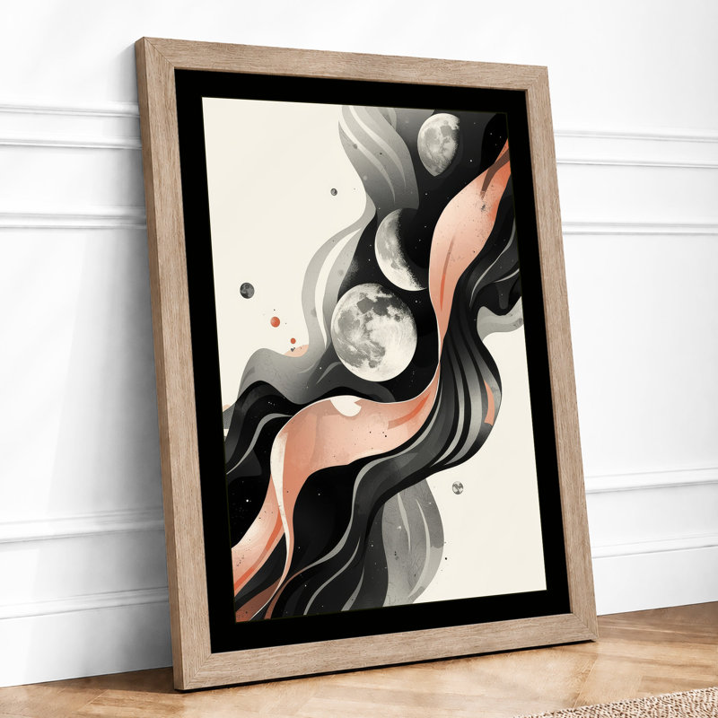Flowing Moons Abstract - Framed Print, Oak, A4 - 29.7 x 21.0 cm