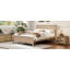 Lit plateforme en bois de style Mid-Century avec tête de lit et support à lattes en bois, aucun sommier nécessaire, très grand lit