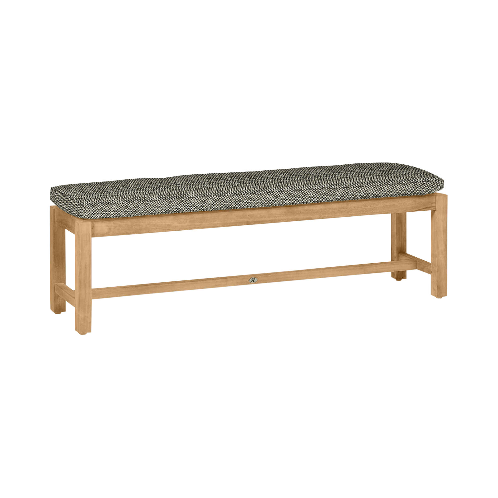 Club Outdoor Backless Bench 59 in., No Welt, Natural Teak, Cabana Navy Stripe Sunbrella®