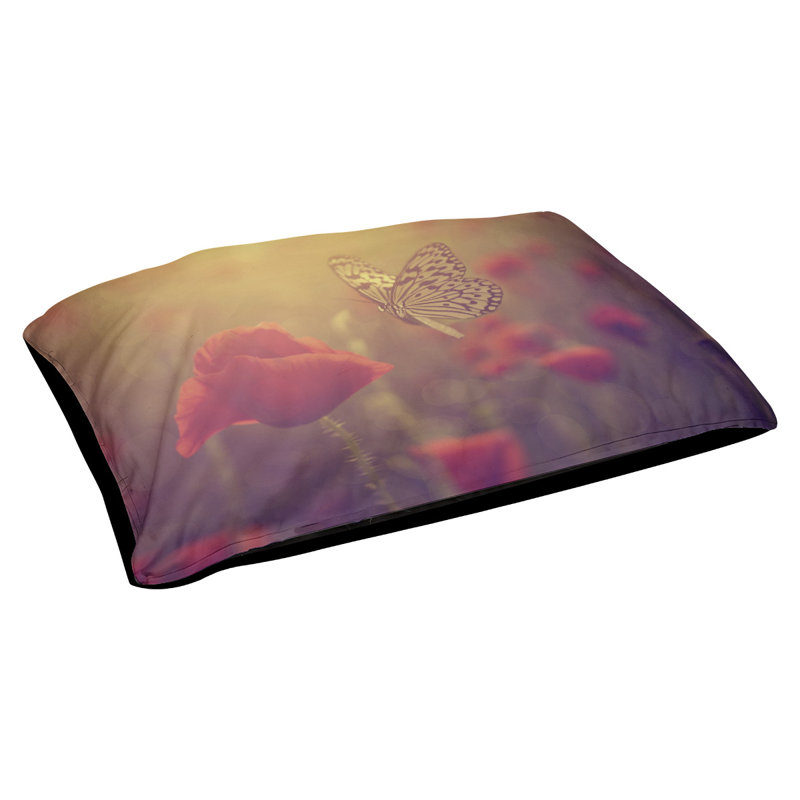 Coussin d'extérieur Wedgeworth Butterfly and Rose, Moyen (L 29,5 po x P19,5 po x H 9,5 po), Orange
