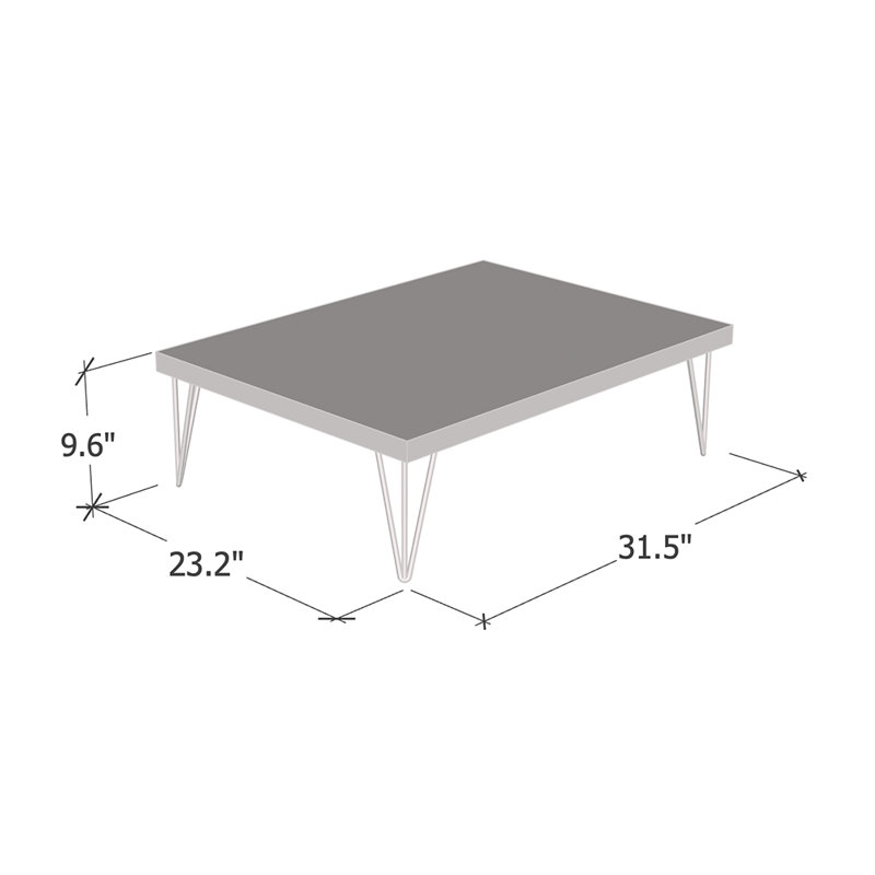 Table basse 9,6 po Prosto avec finition ultrabrillante, Blanc