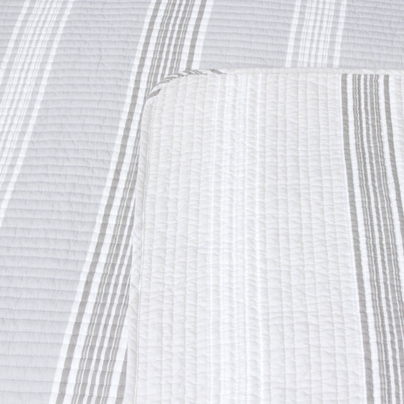 Ensemble de courtepointe en coton rayé gris toutes saisons DESIGN STU DVD Sanibel Island