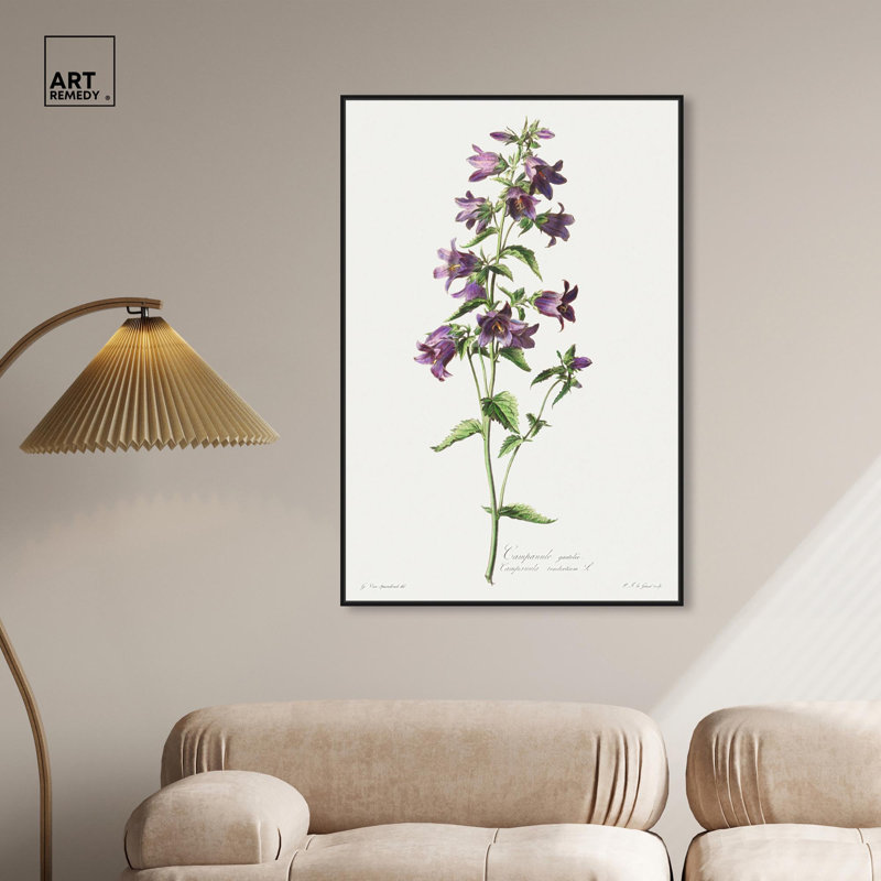 Art Remedy, impressions sur toile, Campanule Gantelee, H 46 po x l 31 po, Cadre flottant noir