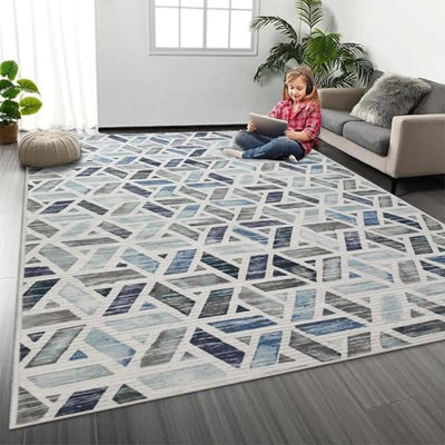 Rectangle 120 cm x 170 cm Geometric Flatweave Area Rug