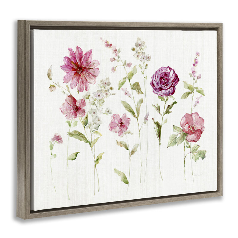  "Blooming Rose Sprig", art mural encadré par Sally Swatland, Cadre flottant orme Montalcino, H 17 po x l 21 po