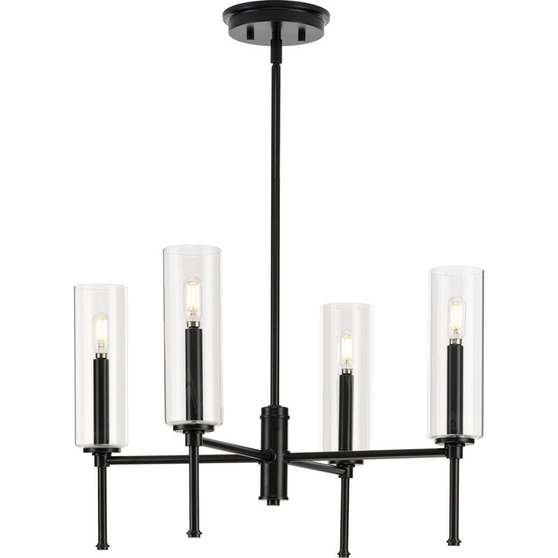 Nouveau lustre traditionnel à quatre lumières Adbiel, Noir mat