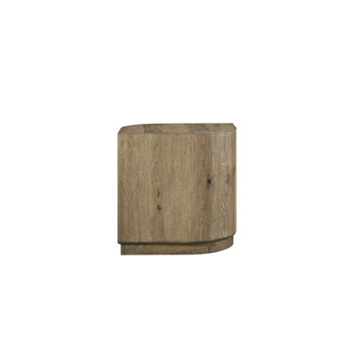 English Knotty Oak Display Table With Natural Warmth From Veneer, Solid Wood And , Smooth Rounded Edges Curved Form, Ideal For Contemporary Transitional Interior Furnishings, 22 In Deep, 18 Wide,