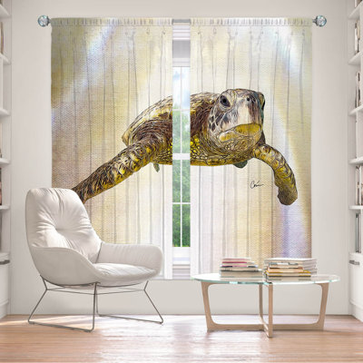 Panneaux de rideaux obscurcissant et isolant avec passe-tringle 6 pièces Sea Turtle