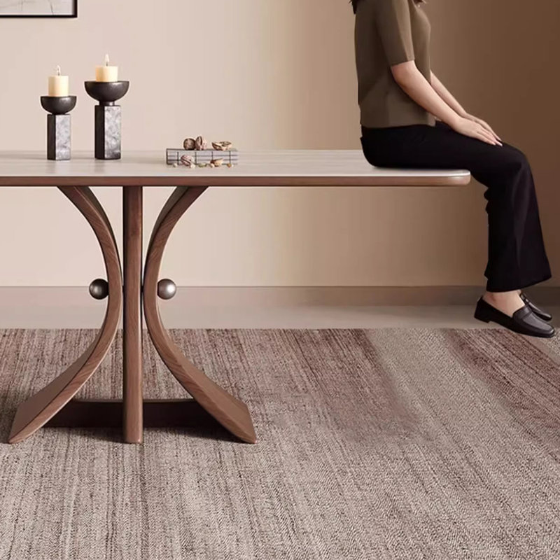 Unique sintered stone dining table set, 29.53" H x 55.12" L x 31.5" W