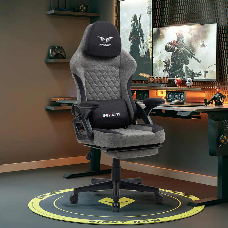 Metro Lane Adjustable Swiveling PC & Racing Game Chair, Black Grey