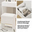 Meuble-lavabo avec grand miroir à DEL Kathryne, 4 tiroirs de tailles différentes et un support de montage supplémentaire, une table de maquillage avec prises pour la chambre à coucher-54167393