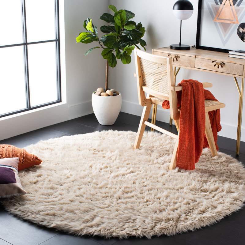 Tapis beige Mckenzie, Rond 3 pi