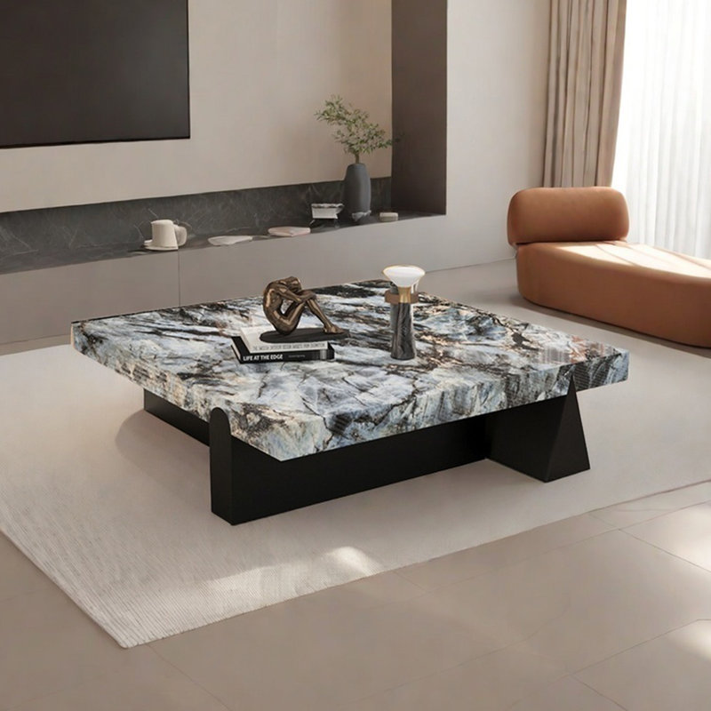 Table basse carrée claire, H 13,8 po x L 39,4 po x l 39,4 po, Multi-couleur