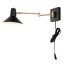 Applique murale portative de charge USB à 1 lumière en fer de style Mid-Century 16 po Jaco, noir / laiton doré-67638195