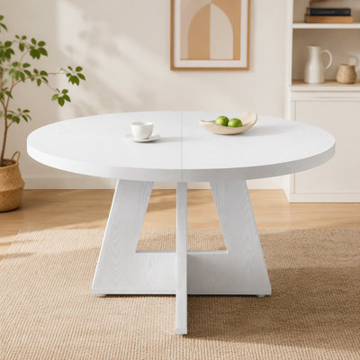 Table de salle à manger ronde de 119 cm (47 pouces) pour 4 à 6 personnes, de style campagnard, idéale pour la cuisine ou la salle à manger.