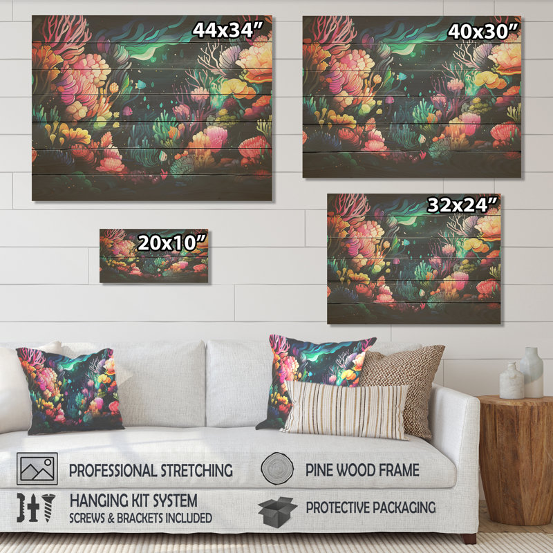 Multicolor Coral Reef Explorations IV - Corail sur bois, H 10 po x l 20 po x P 0,78 po