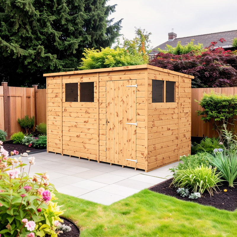 Modular Pent Garden Shed  10X6 With Windows, 206cm H x 302cm W x 180cm D