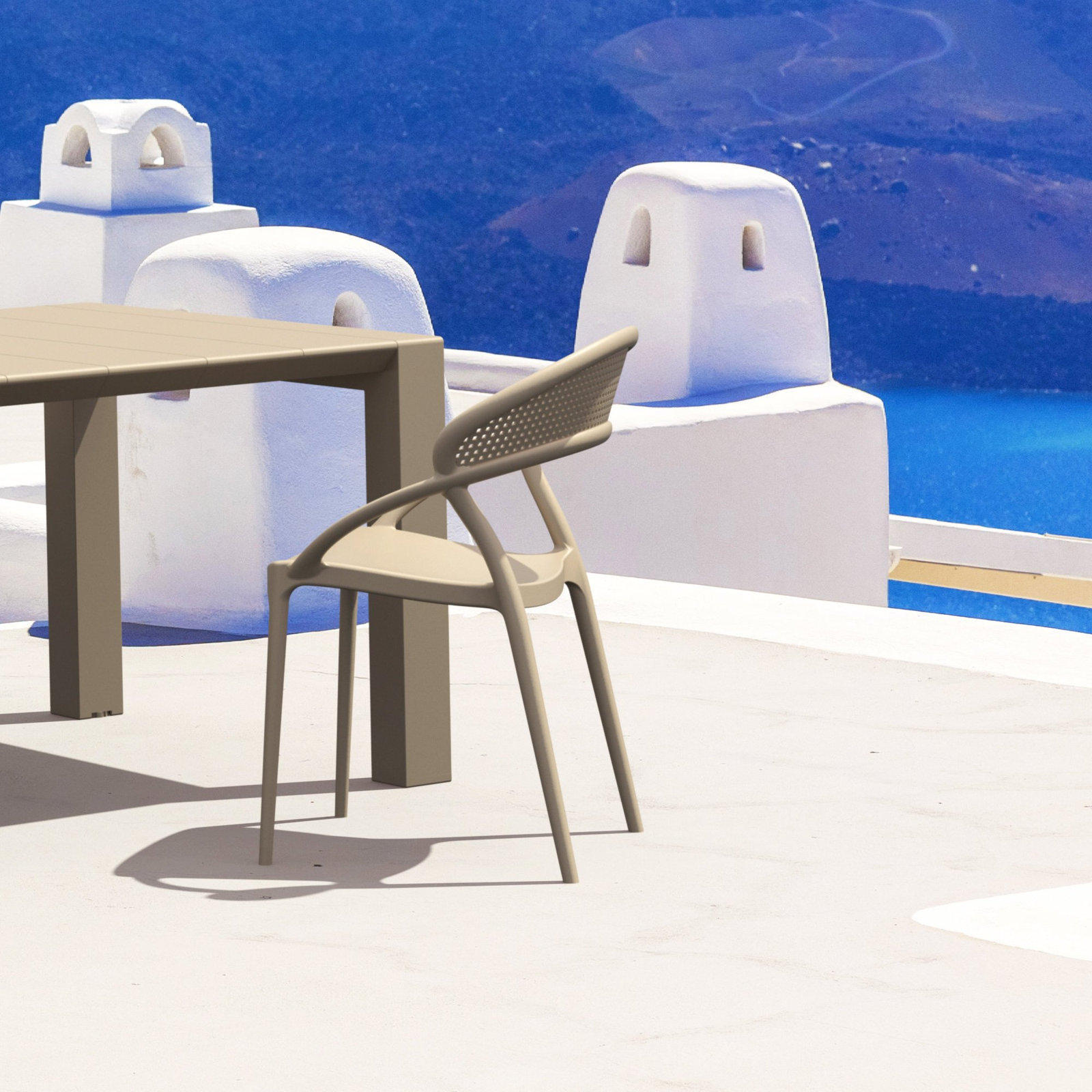 Farrah Stackable Patio Armchair, Taupe