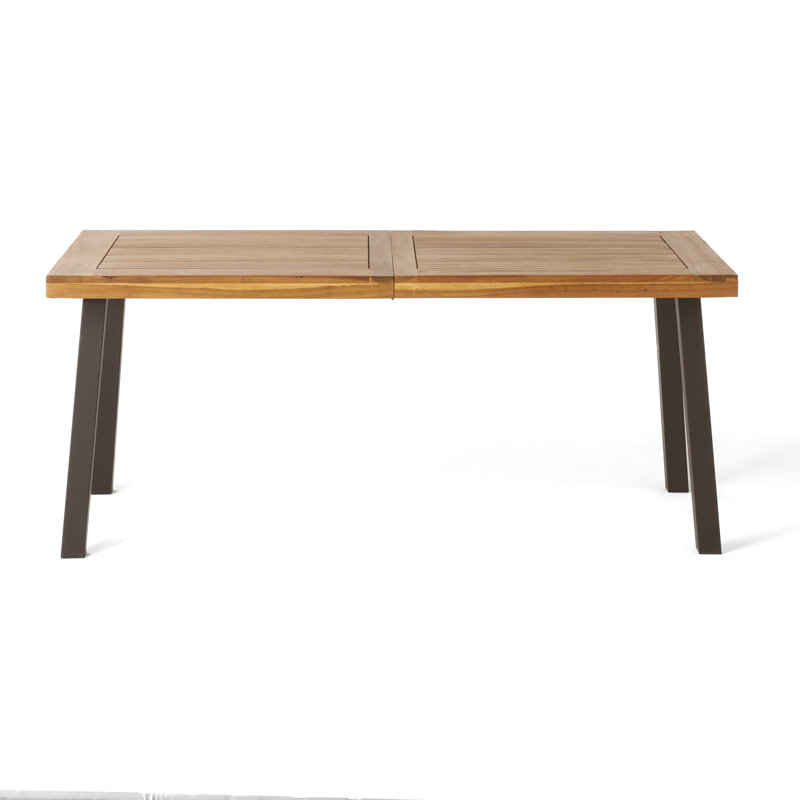 Grider Solid Wood Dining Table, Modern Industrial Dining Table, Patio Table, Natural Stain