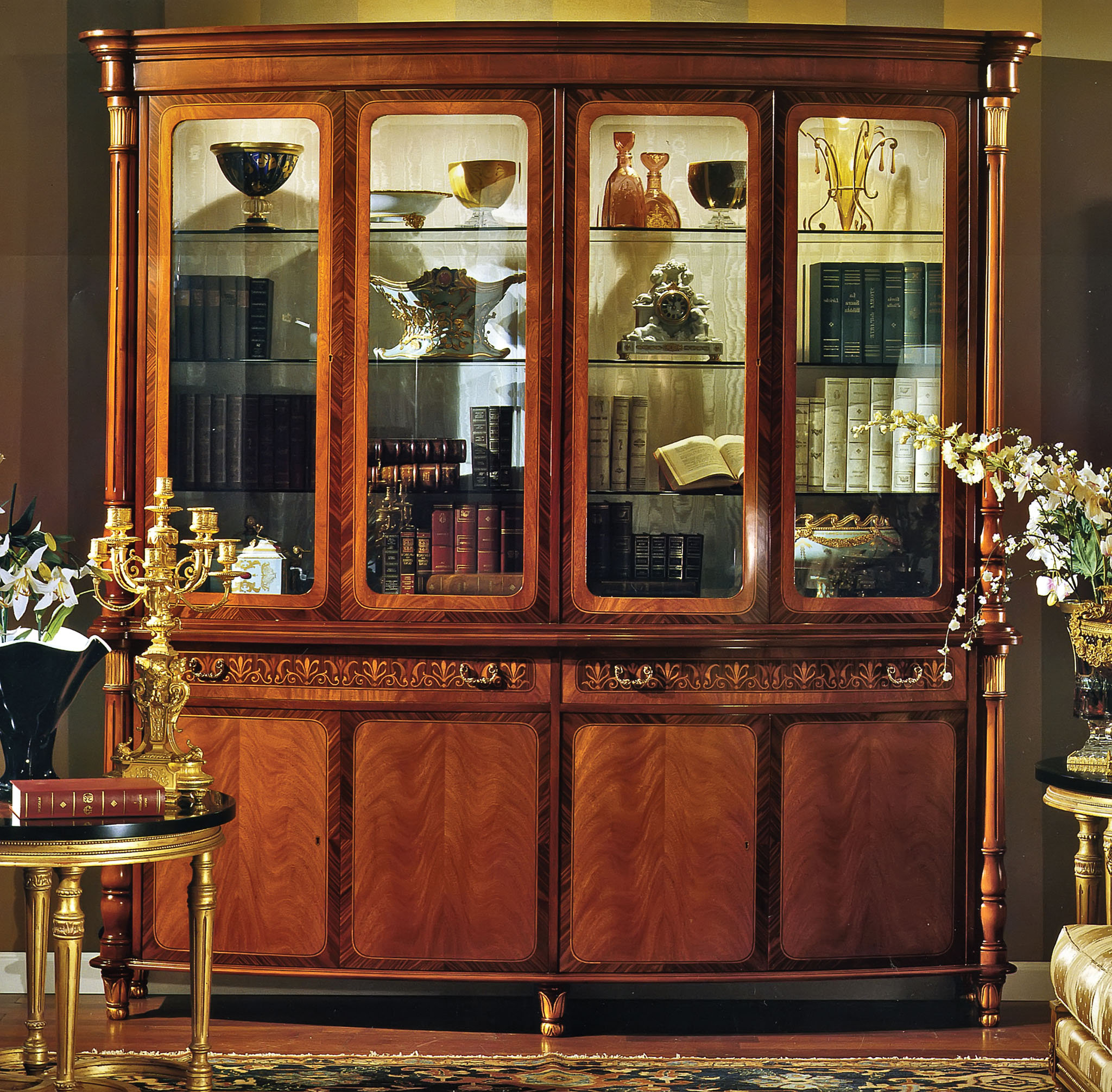 David Michael Breakfront Solid Wood Lighted China Cabinet Perigold
