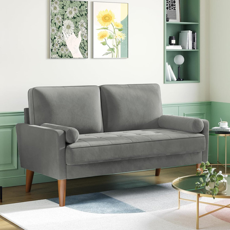 Collierville 2 Seater Velvet Sofa, Grey Velvet