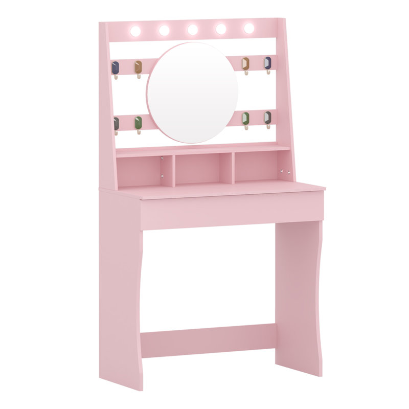 Tamme Dressing Table with Mirror, Pink