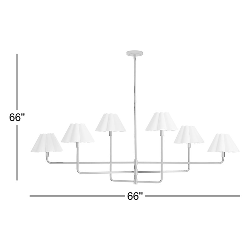 Polly 6-Light Chandelier, Natural Brass, White