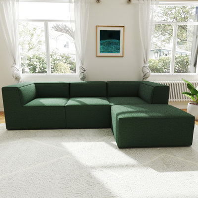 106'' Upholstered Boneless Chenille L-Shape Sectional With Ottoman, No Assembly Required