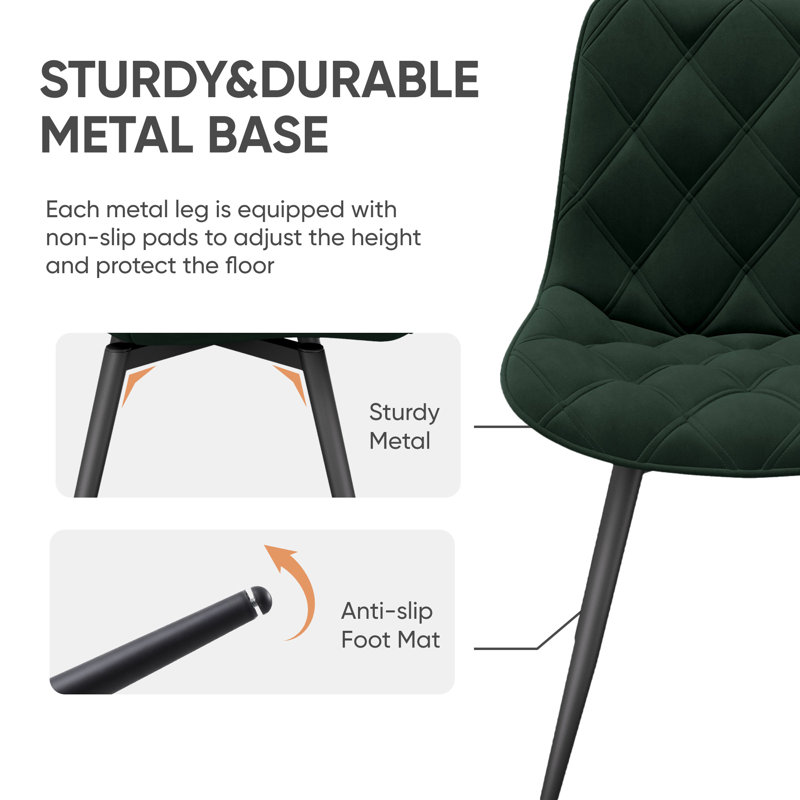 Upholstered Fabric Dining Chair, Green, 4, Green