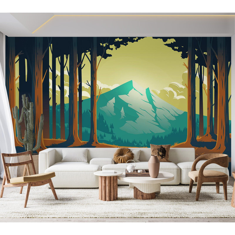 Premium Wallpaper Wall Mural - Forest Sunset, 120" L x 180" W