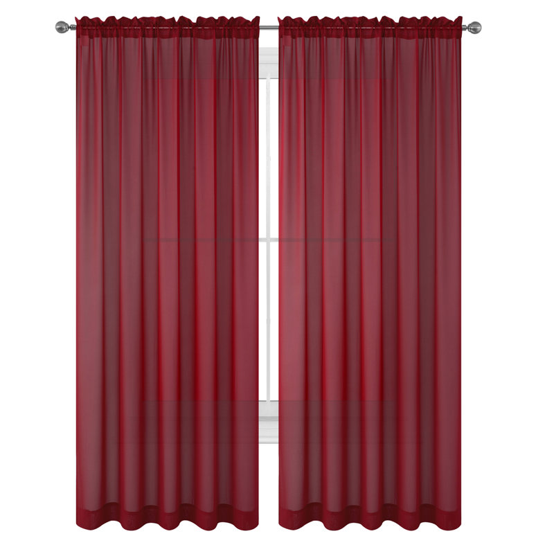 Godbey Sheer Curtain Pair, 57" W x 63" L, Royal Blue