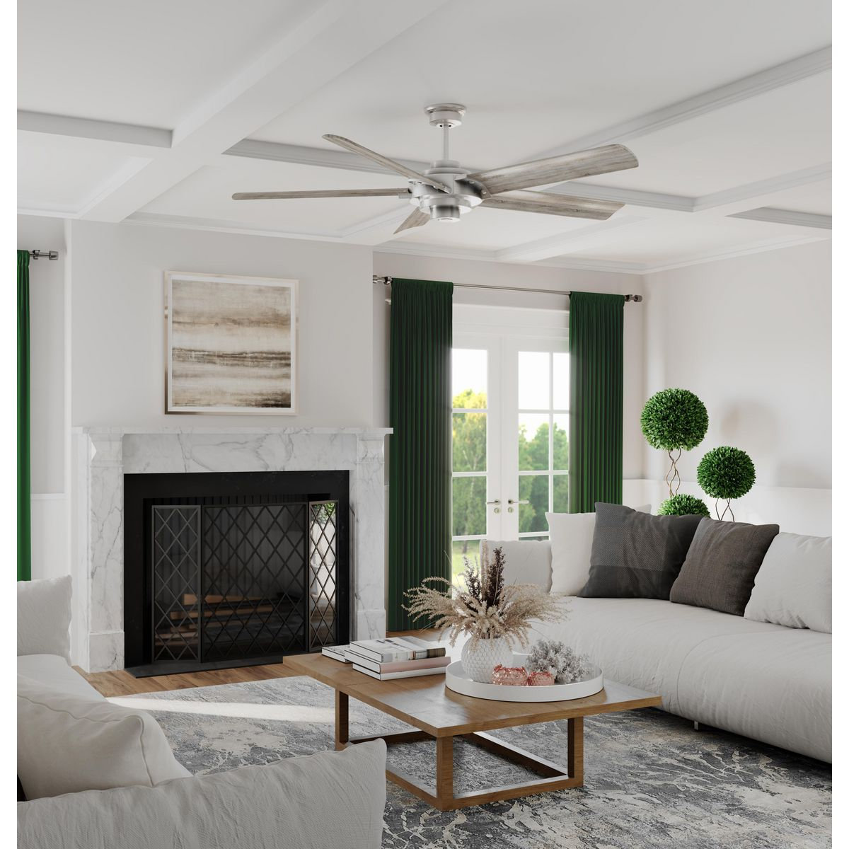 68'' 5 Blade Ceiling Fan, Brushed Nickel/Gray Blades