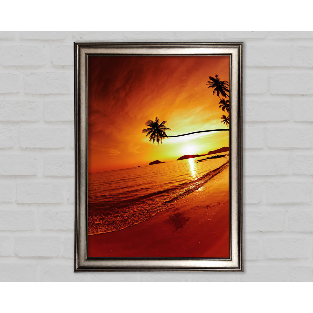 Gerahmtes Bild Ocean Sunset Palm