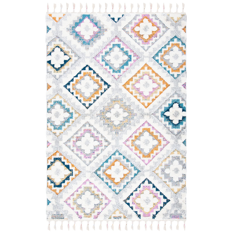 Moroccan Fringe Shag Performance Moroccan Rug, Rectangle 5'3" x 7'6"