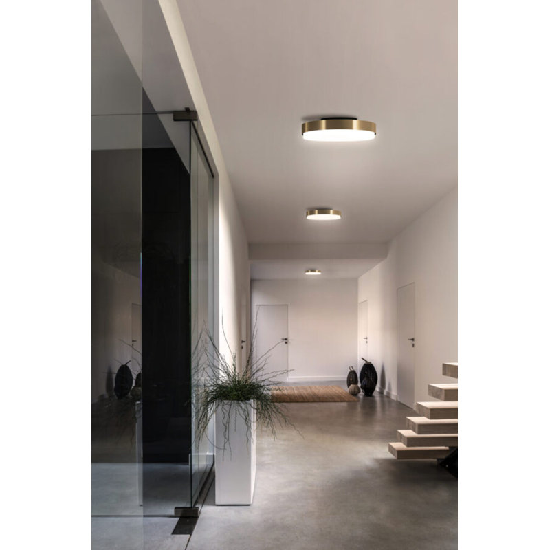 Discus Ceiling Lamp, Polished Nickel, Matte White