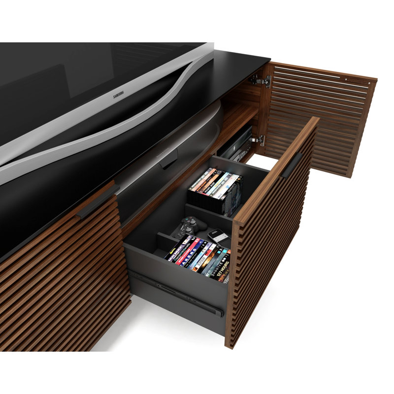 Meuble télé Corridor pour téléviseur de 70 po ou moins, Noyer teint de couleur chocolat