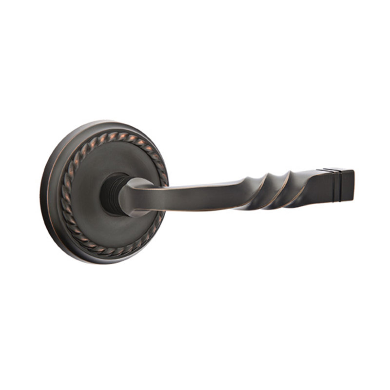 Santa Fe Double Dummy Door Lever with Rosette, Right, Oil Rubbed Bronze