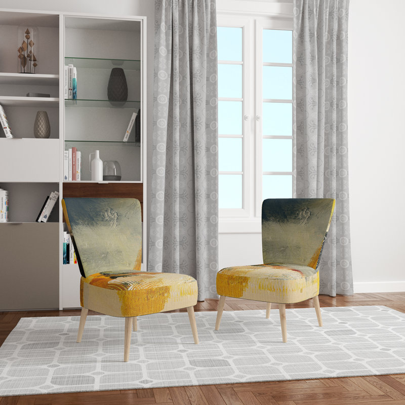 Glam / Flower / Landscape - Shabby Elegance Upholstered Side Chair, Orange