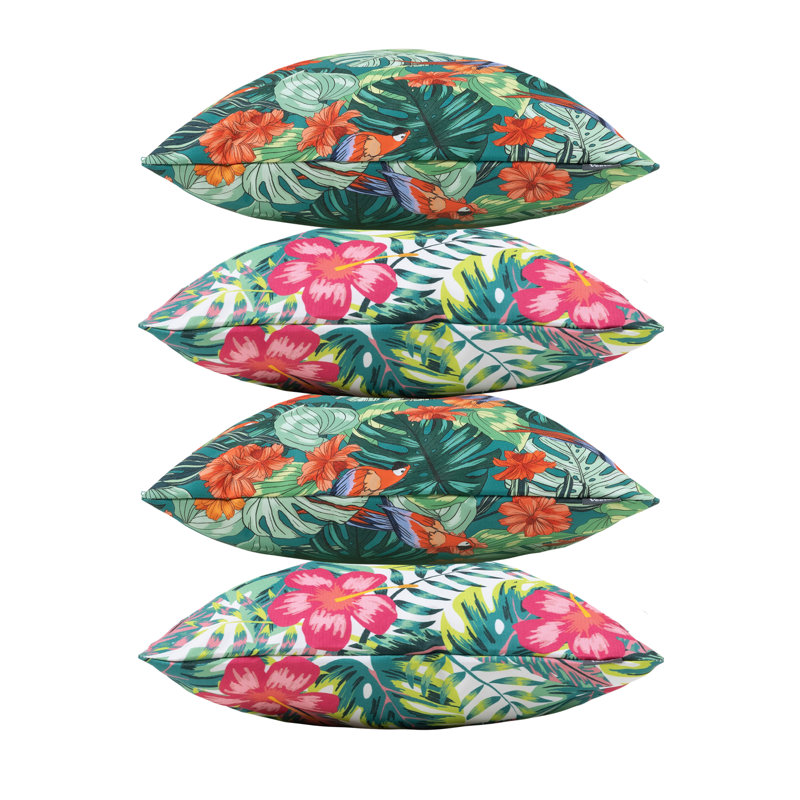Indoor / Outdoor Floral Multi Square Throw Cushion With Filling