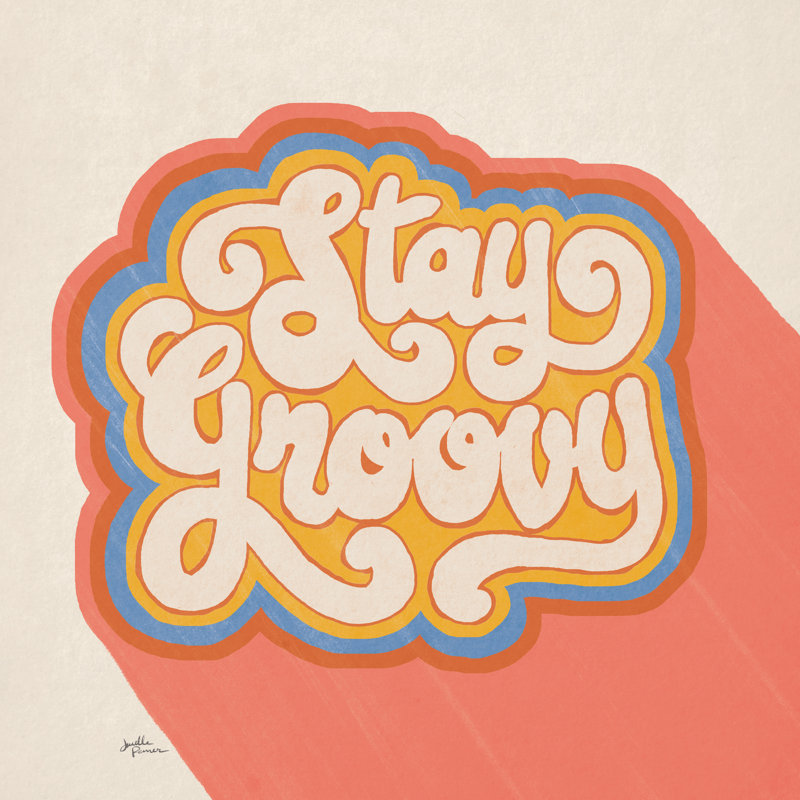 Stay Groovy I Bright - peinture sur toile tendue, Toile tendue, Non, H 12 po x l 12 po x P 1,25 po