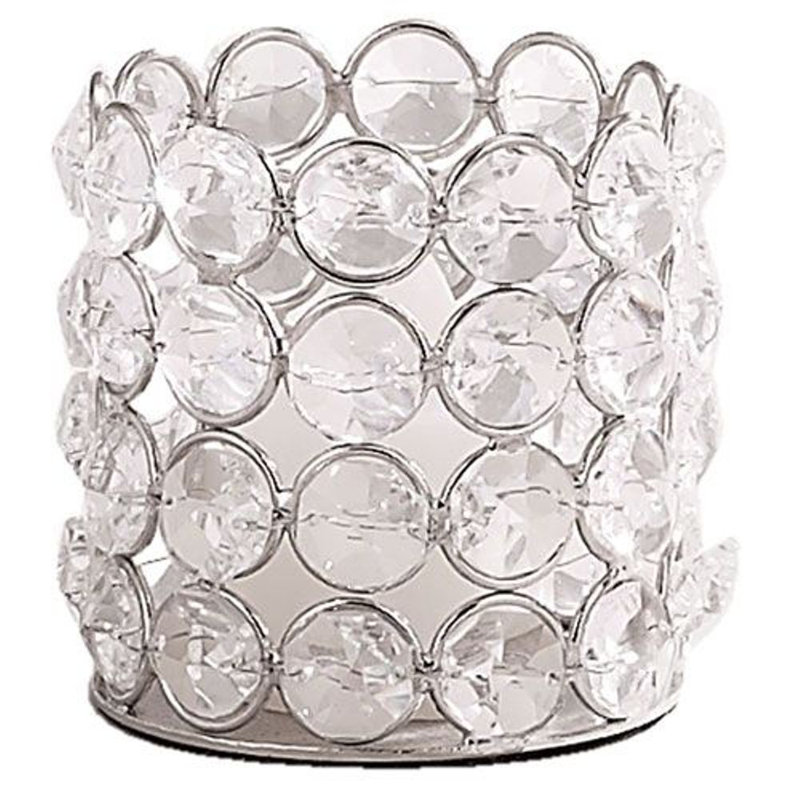 Porte-photophore en cristal/métal rond Riddick