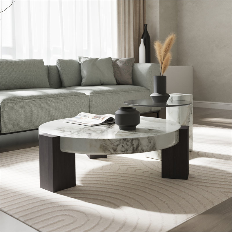 Table basse blanche avec table d'appoint blanche