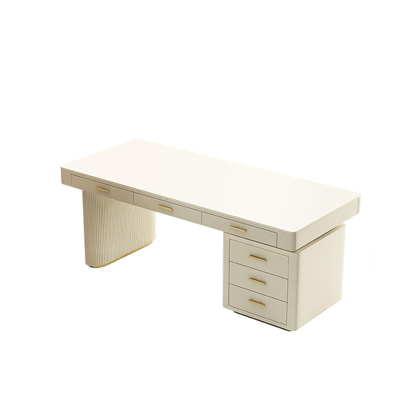 Bureau rectangulaire moderne en pierre frittée de style moderne minimaliste, H 29,53 po x l 62,99 po x P 27,56 po