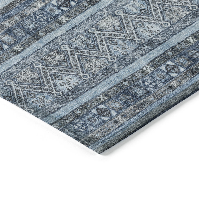 Machine Washable Indoor/Outdoor Claudian ACN1653 Blue Rug, Rectangle 8' x 10'