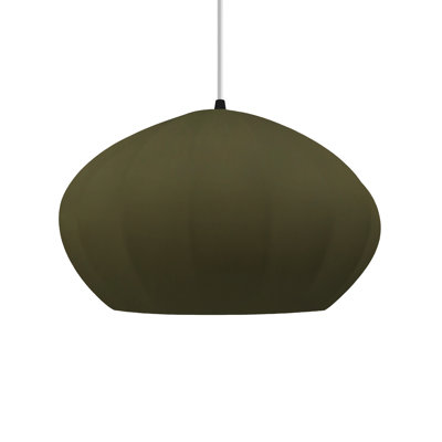 Radiance - Oval Fluted 1-Light Pendant - Matte Green - Matte Black - Dedicated LED - White Cord