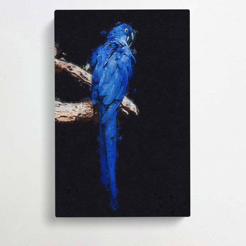Blue Parrot in Abstract - Wrapped Canvas, 91cm H x 60cm W x 3cm D