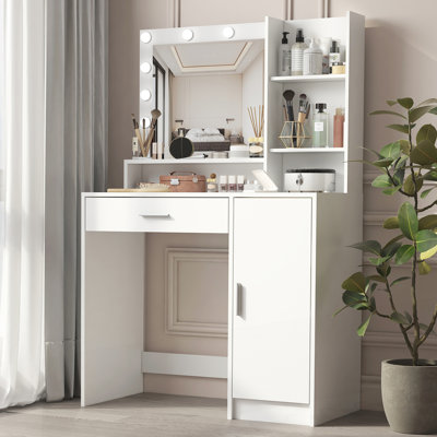 Vanity Desk with Mirror & Light