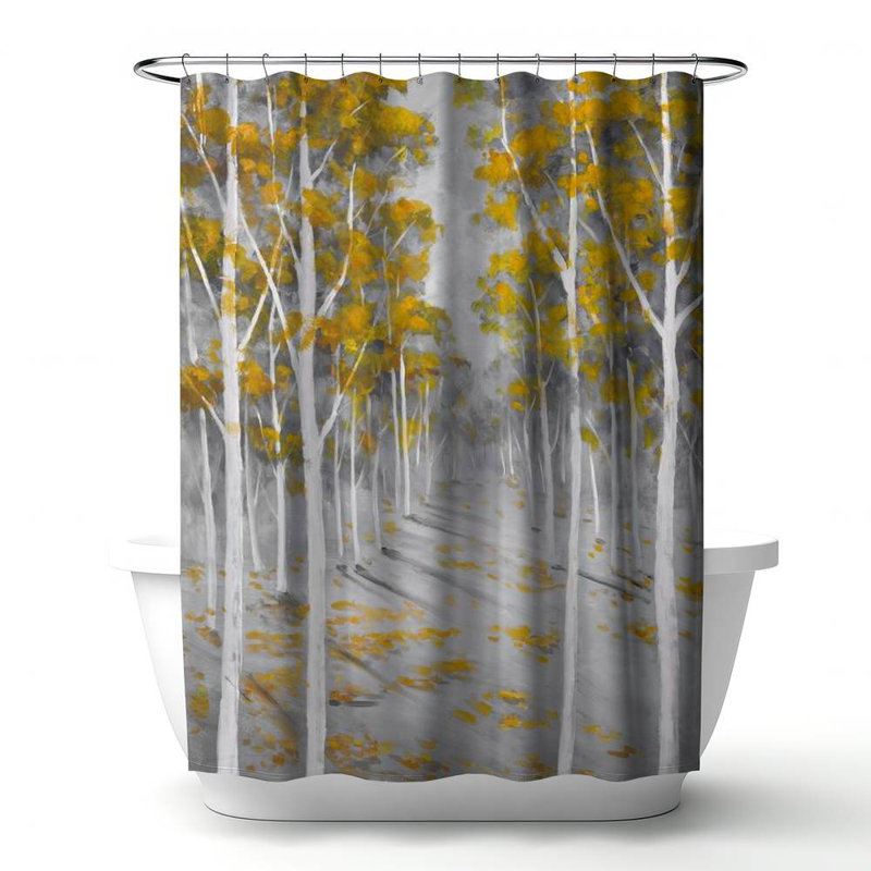 Floral – Polyester Shower Curtain, Dye Sublimation Print, 71" W × 74" L
