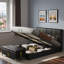 Les ensembles de chambre à coucher 2 pièces comprennent 1 lit plateforme tapissier avec système de rangement hydraulique, 1 repose-pieds avec rangement et pieds en métal