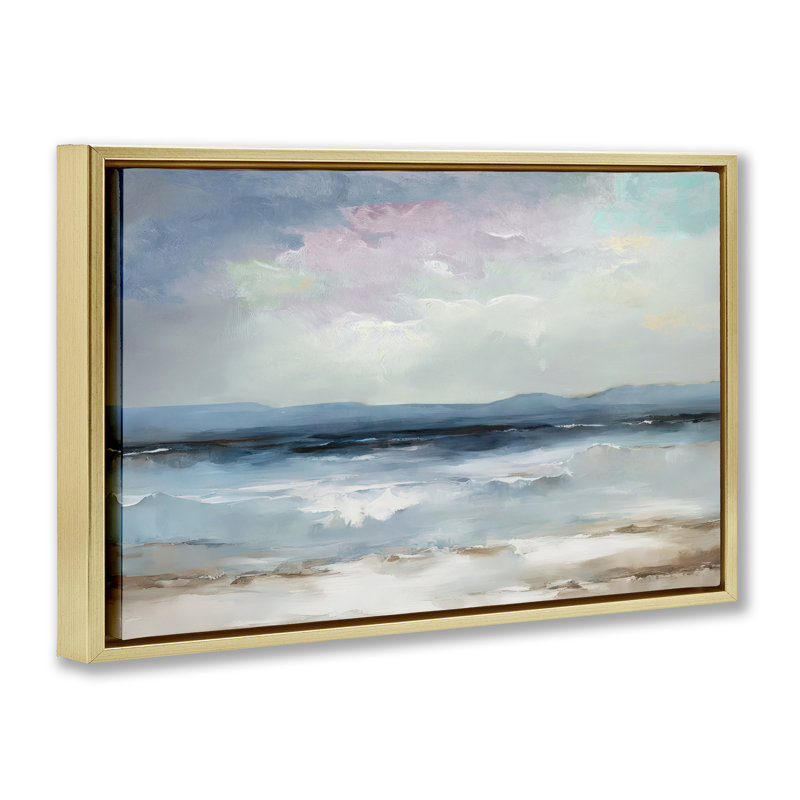 Cadre flottant Coastal Sea Of Sighs, design par Annabelle Hall, H 21 po x l 31 po, Cadre flottant métallique doré